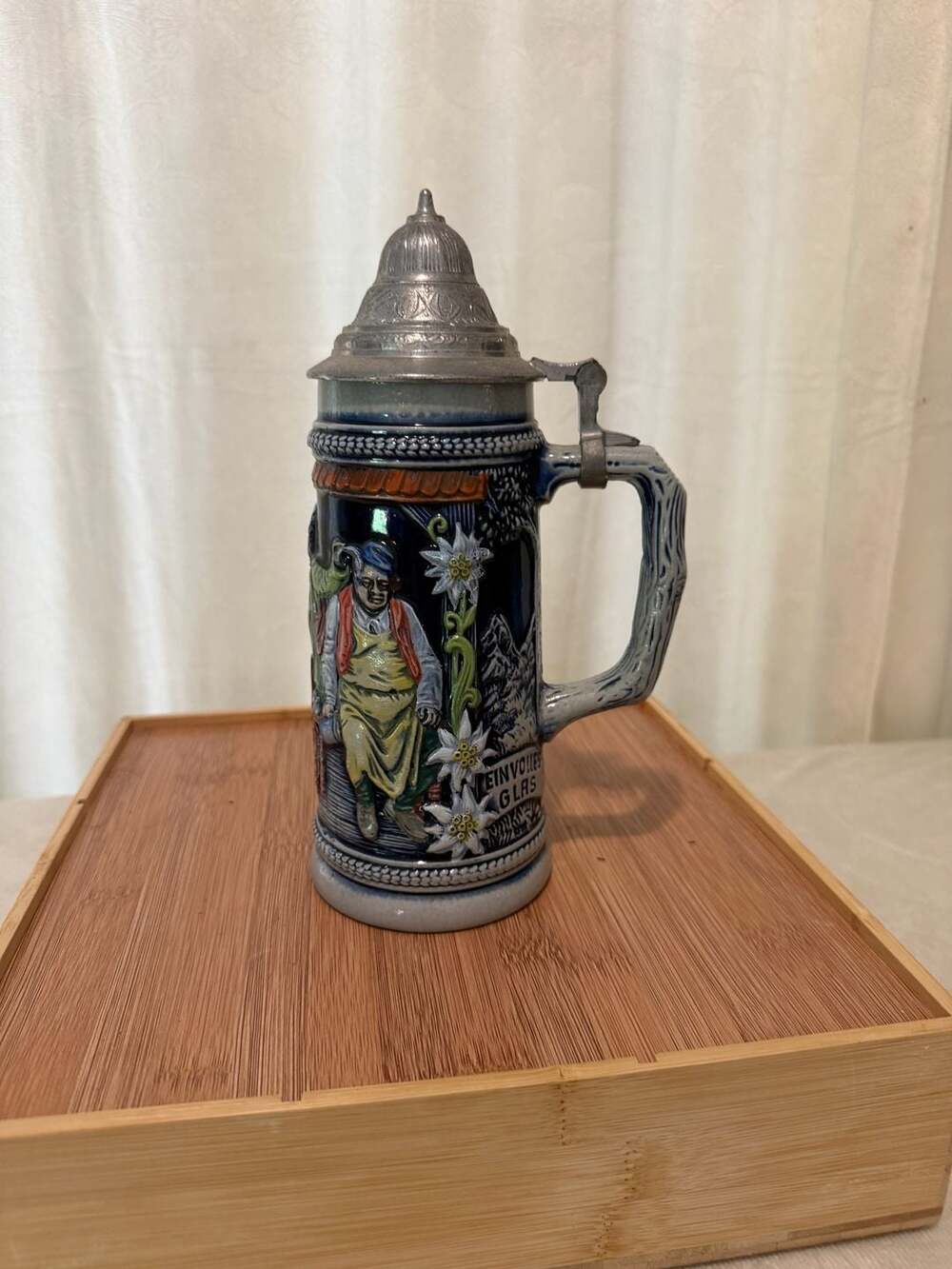 Vintage Gerz West German Lidded Beer Stein - Ein Volles Glas Des Gastes Spass